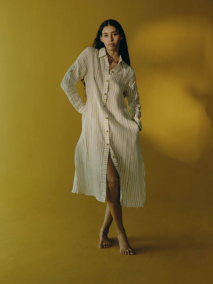 CHEMISE MIRIAM STRIPES BEGE