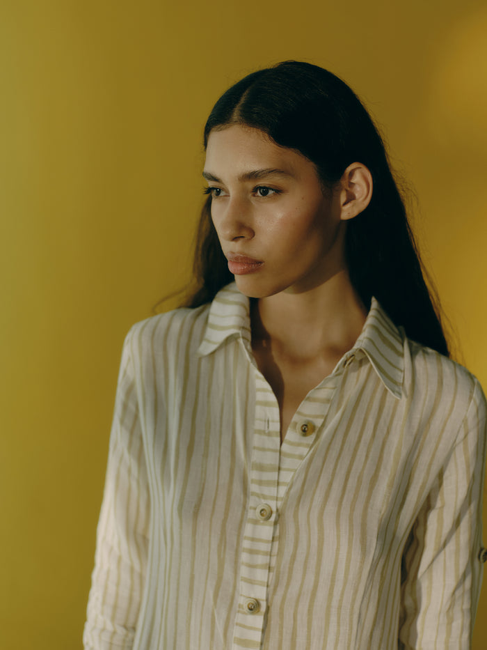 CAMISA ANA STRIPES BEGE