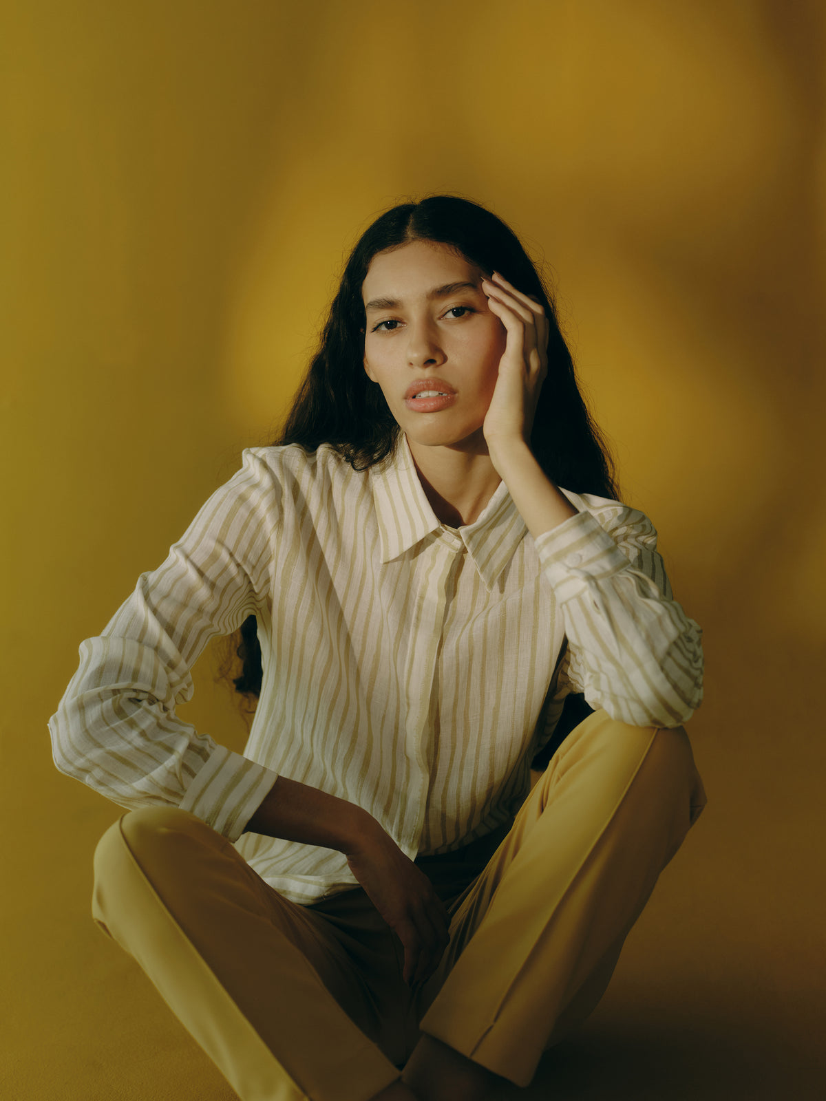 CAMISA ANA STRIPES BEGE