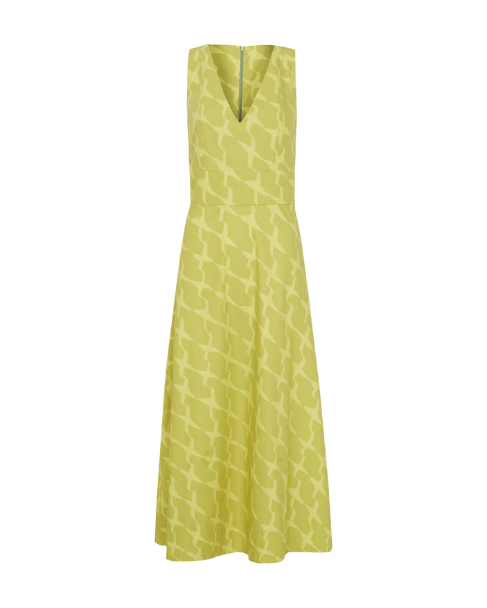 VESTIDO HELENA PIED DE POULE VERDE