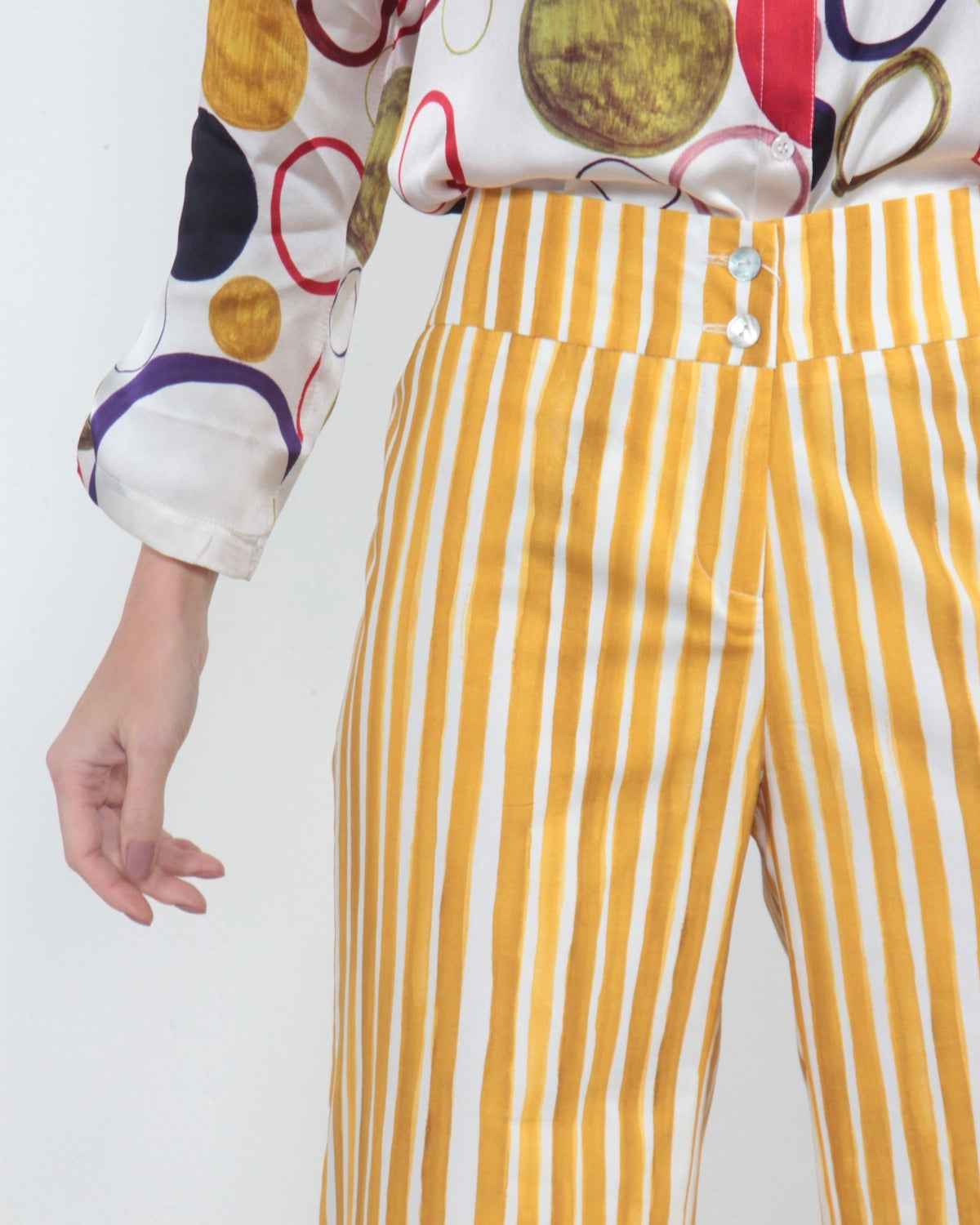 CALÇA RETA STRIPES AMARELO