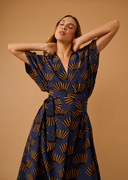 VESTIDO CLARICE LEQUE AZUL