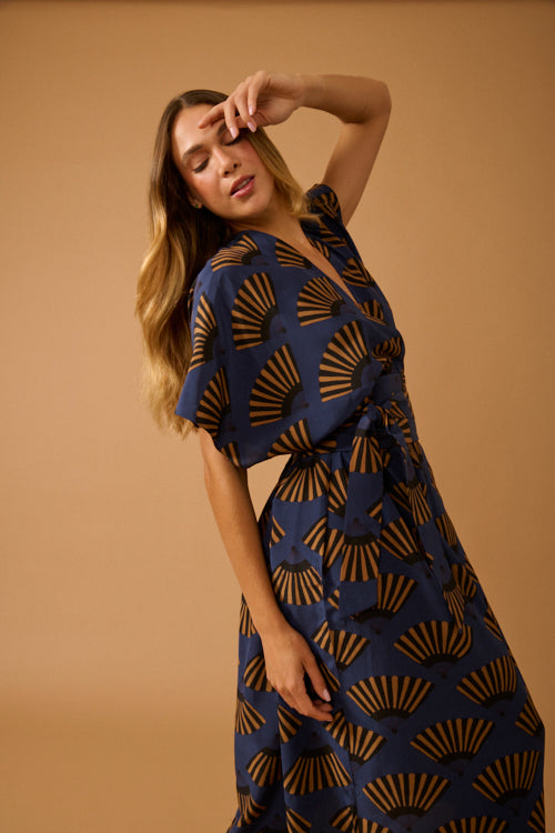 VESTIDO CLARICE LEQUE AZUL