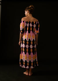 VESTIDO BARDOT IPANEMA ROSA E LARANJA