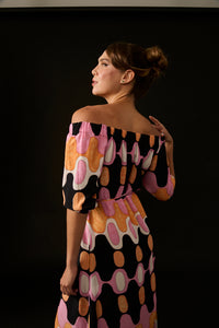 VESTIDO BARDOT IPANEMA ROSA E LARANJA