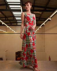 VESTIDO FIT BASTÃO XADREZ CINZA