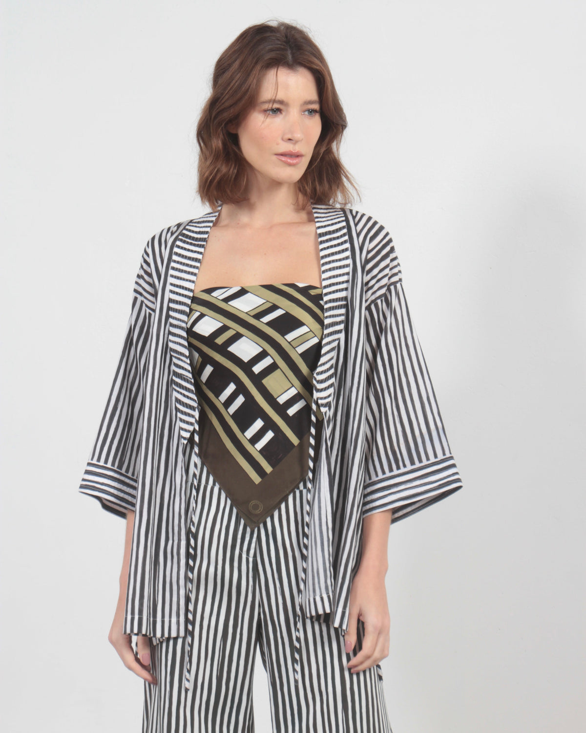 CAMISA KIMONO STRIPES PRETA