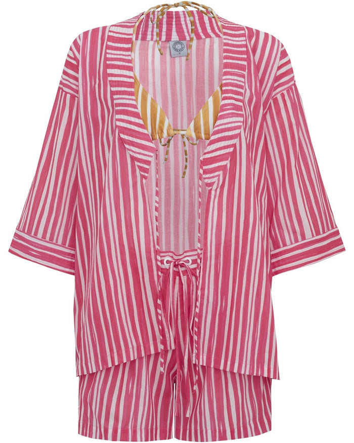 CAMISA KIMONO STRIPES ROSA