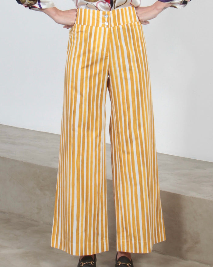 CALÇA RETA STRIPES AMARELO