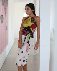 SAIA FENDA HIBISCOS PEQUENOS BRANCA