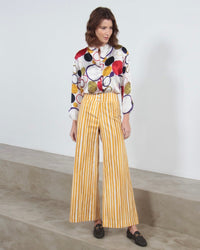 CALÇA RETA STRIPES AMARELO