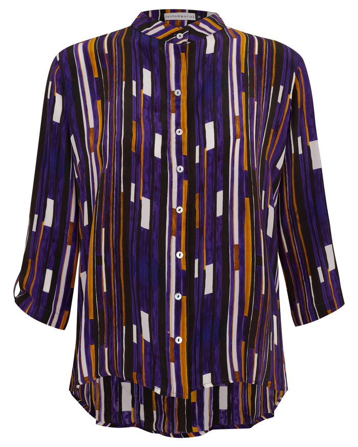 CAMISA T LISTRAS ROXAS