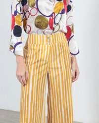 CALÇA RETA STRIPES AMARELO