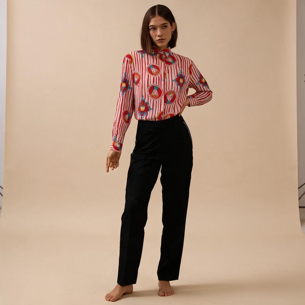 CAMISA ANA REI RAINHA LISTRA VERMELHA
