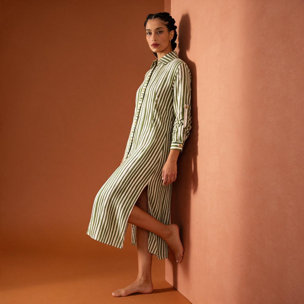 CHEMISE MIRIAM STRIPES VERDE