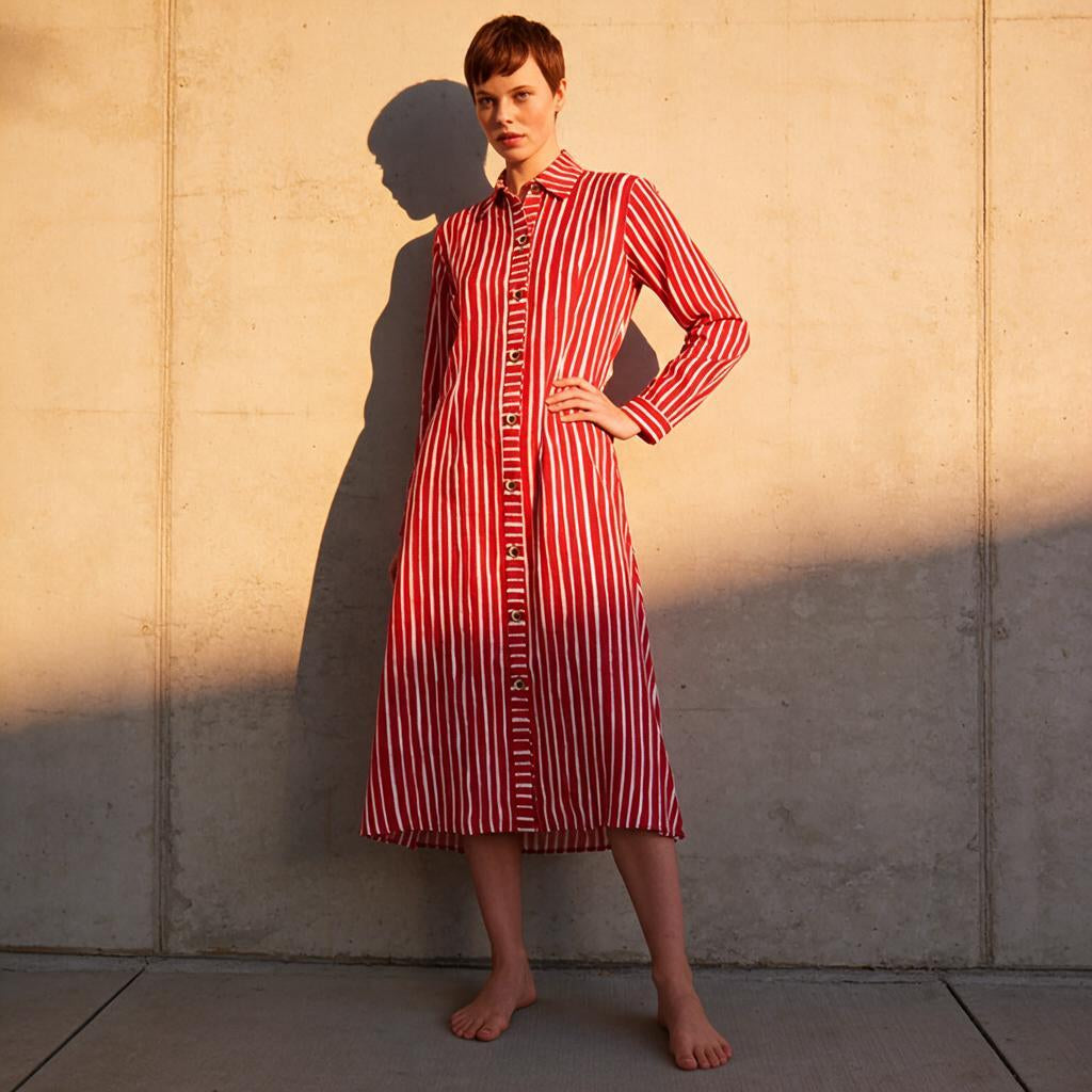 CHEMISE MIRIAM STRIPES VERMELHO