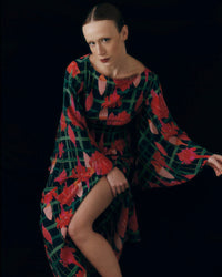 VESTIDO LELE LONGO BASTÃO XADREZ AZUL