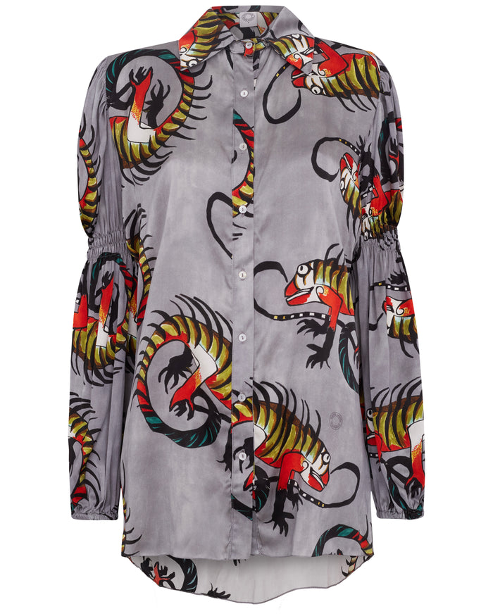 CAMISA FRIDA IGUANA CINZA