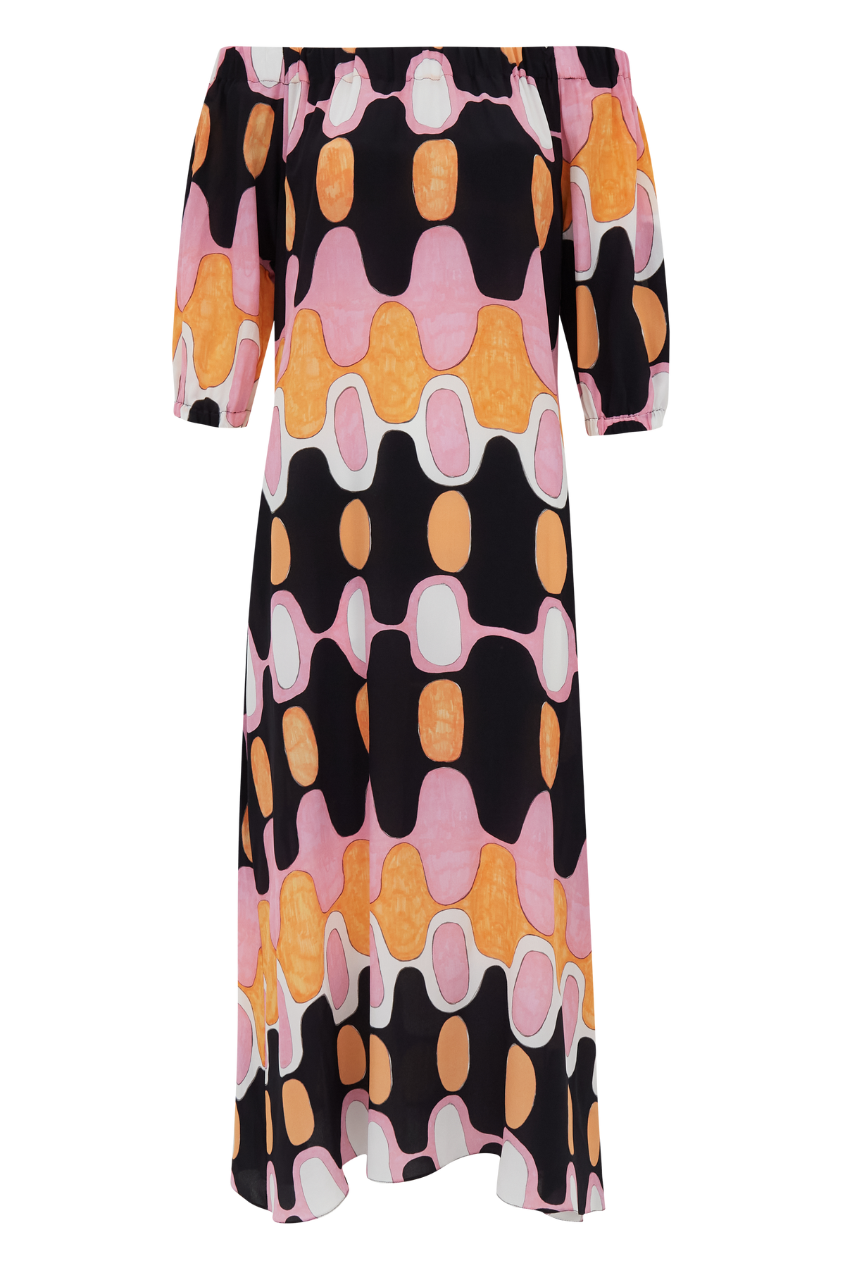 VESTIDO BARDOT IPANEMA ROSA E LARANJA