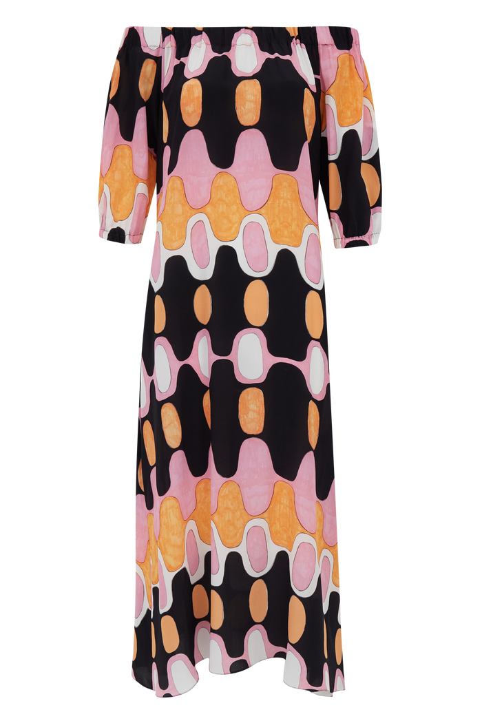 VESTIDO BARDOT IPANEMA ROSA E LARANJA