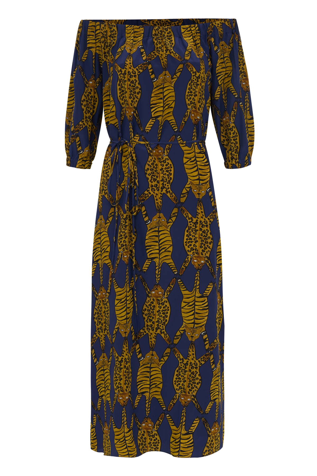 VESTIDO BARDOT TIGRE AZUL