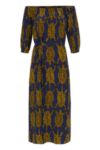 VESTIDO BARDOT TIGRE AZUL