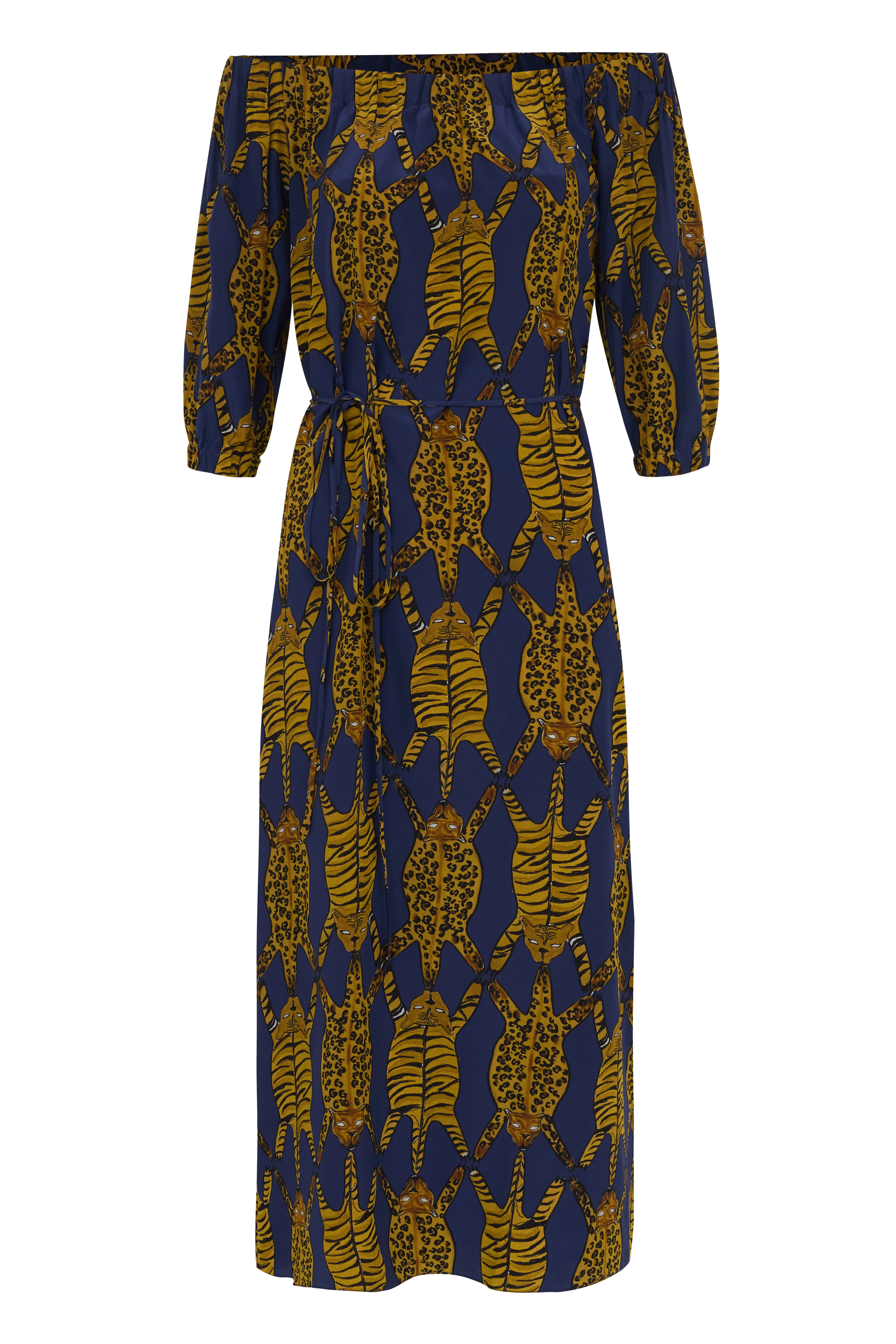 VESTIDO BARDOT TIGRE AZUL