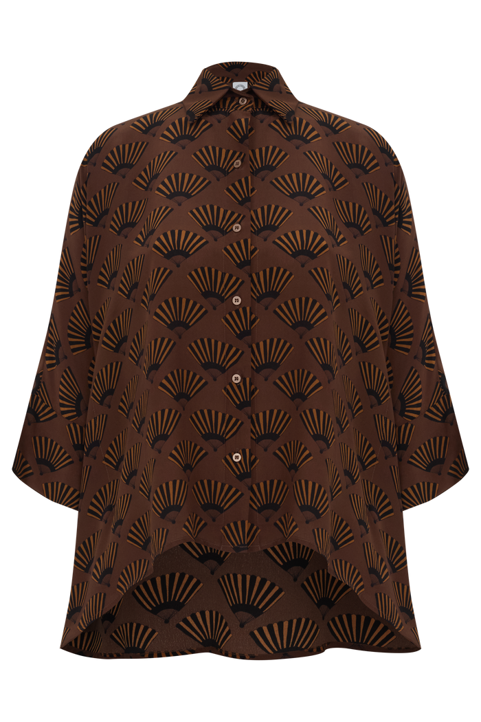 CAMISA LENÇO LEQUES MARROM