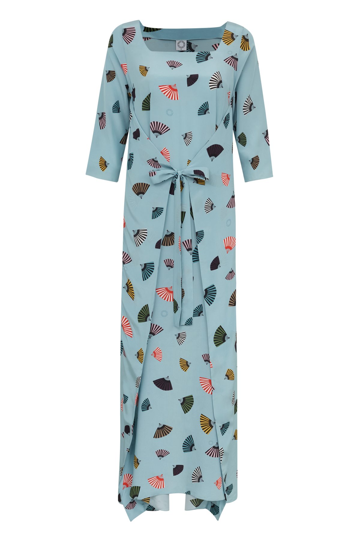 VESTIDO ASA LONGO LEQUES AZUL