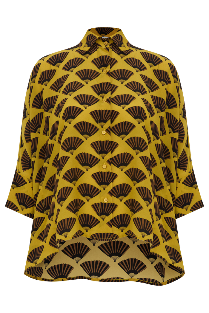 CAMISA LENÇO LEQUES MOSTARDA