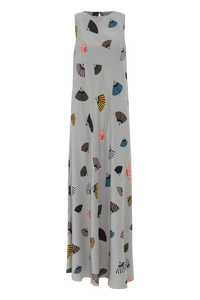 VESTIDO FLORA LEQUE CINZA