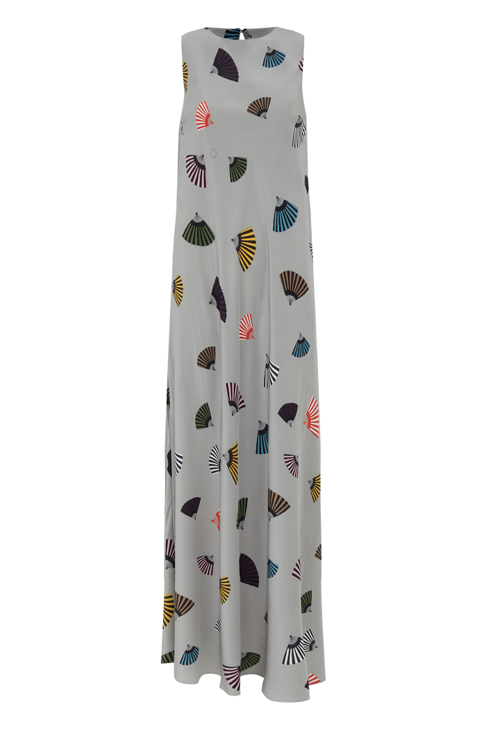 VESTIDO FLORA LEQUE CINZA