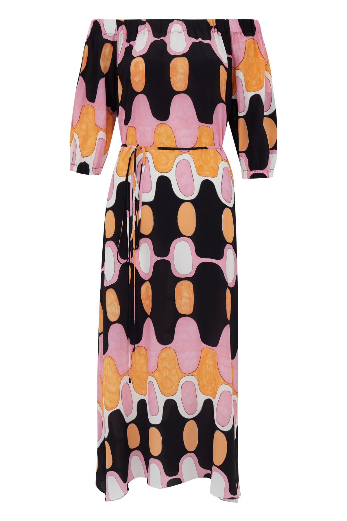 VESTIDO BARDOT IPANEMA ROSA E LARANJA