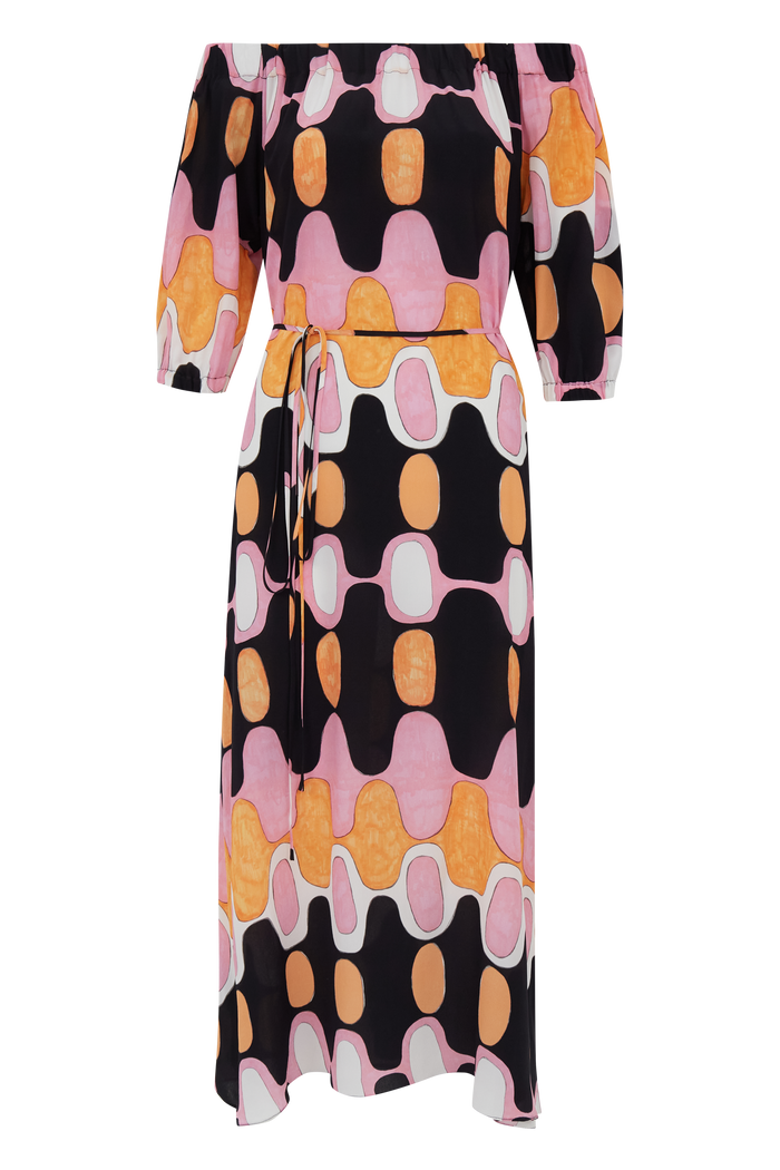 VESTIDO BARDOT IPANEMA ROSA E LARANJA