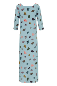 VESTIDO ASA LONGO LEQUES AZUL