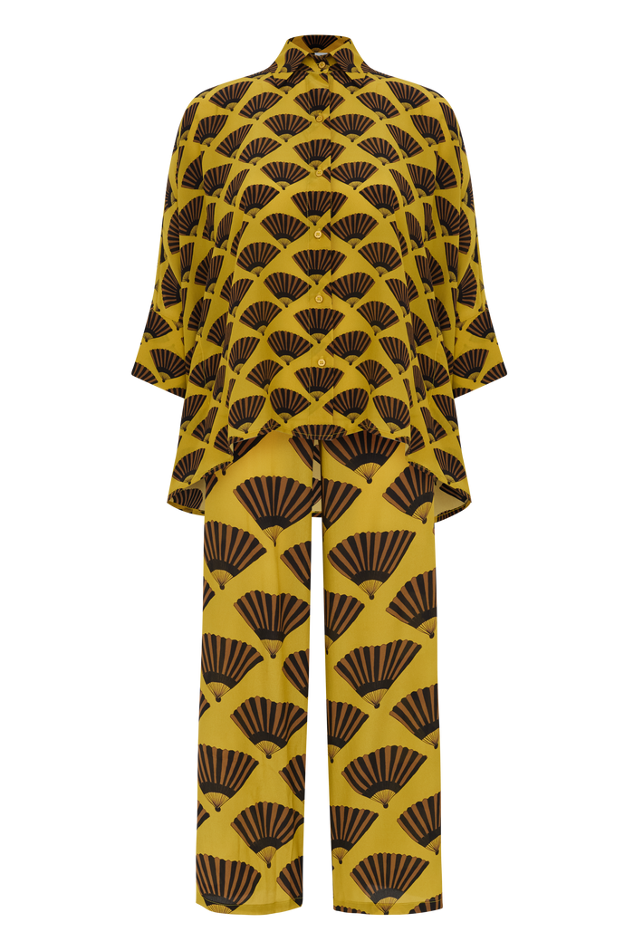 CALÇA LEQUES MOSTARDA