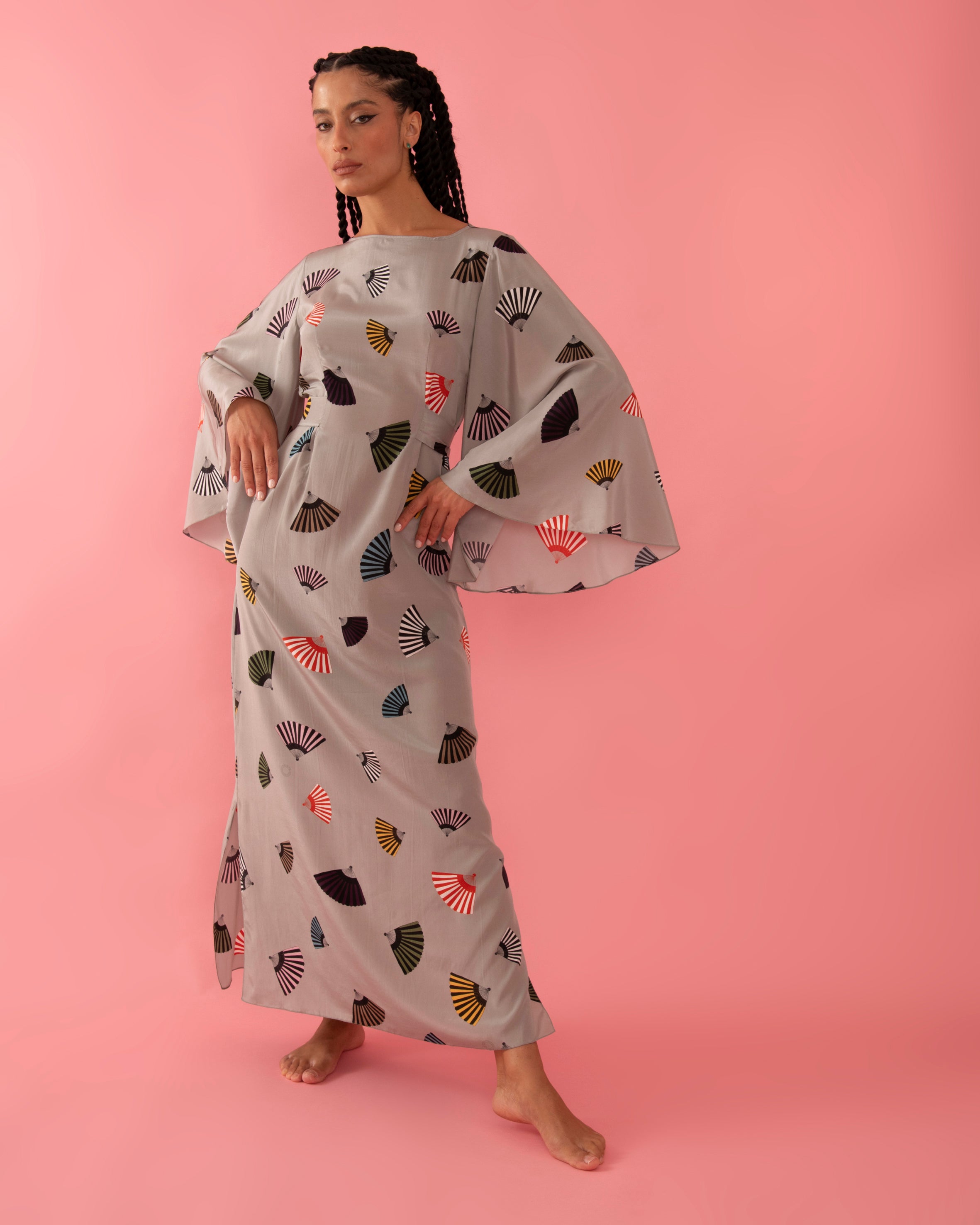 VESTIDO LELÊ LEQUE CINZA