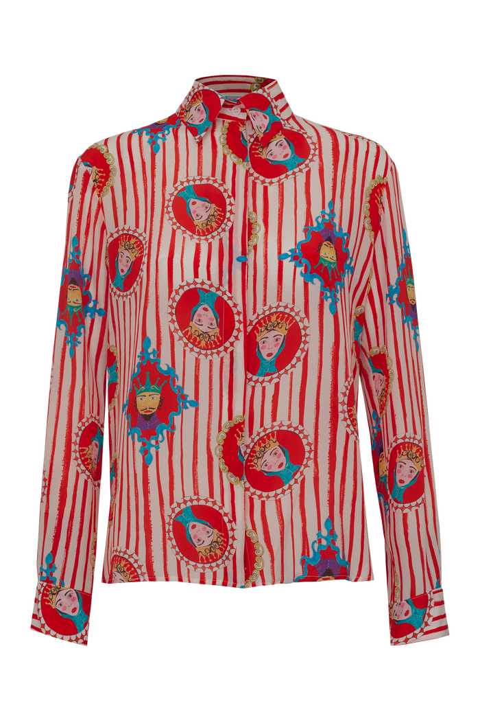CAMISA ANA REI RAINHA LISTRA VERMELHA