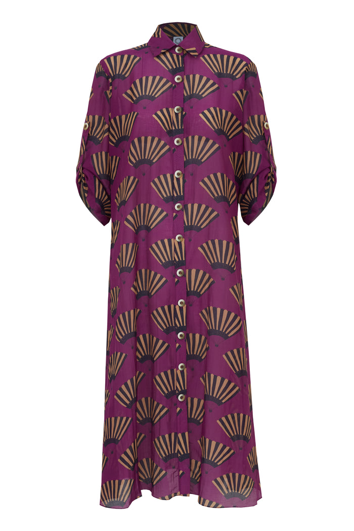 CAMISÃO ELISA LONGO LEQUE ROXO