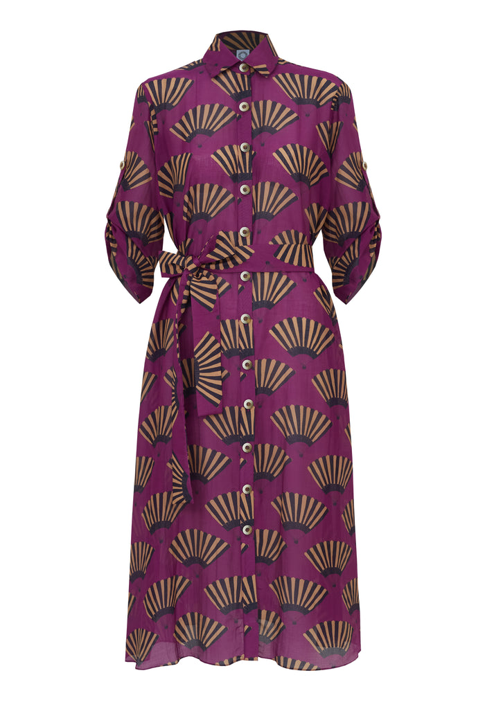 CAMISÃO ELISA LONGO LEQUE ROXO