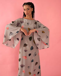 VESTIDO LELÊ  LEQUE CINZA