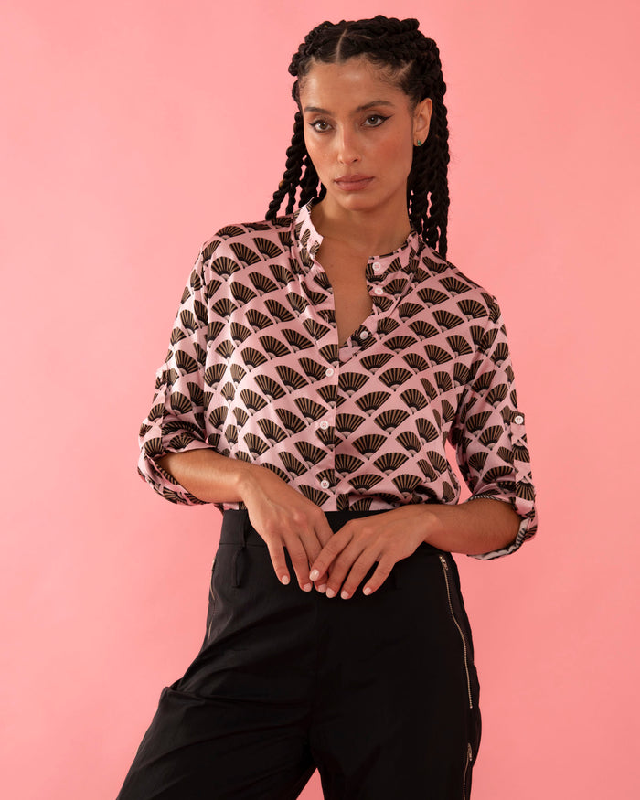 CAMISA T LEQUE GRAVATARIA ROSA