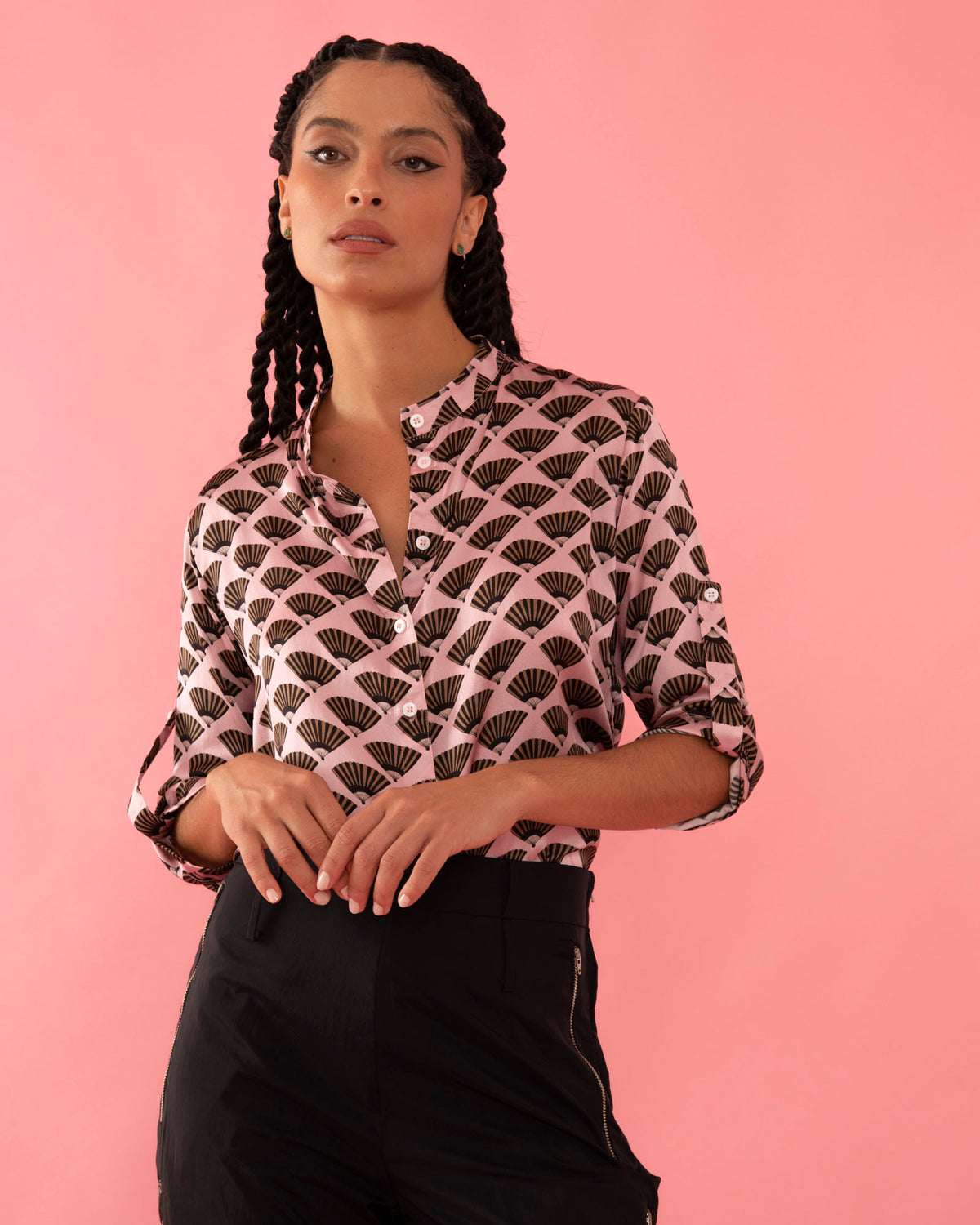 CAMISA T LEQUE GRAVATARIA ROSA
