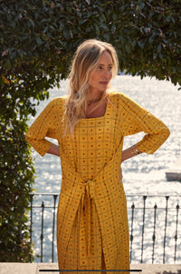 VESTIDO ASA LONGO MIKONOS AMARELO