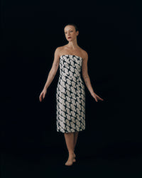 VESTIDO TOMARA QUE CAIA PIED DE POULE
