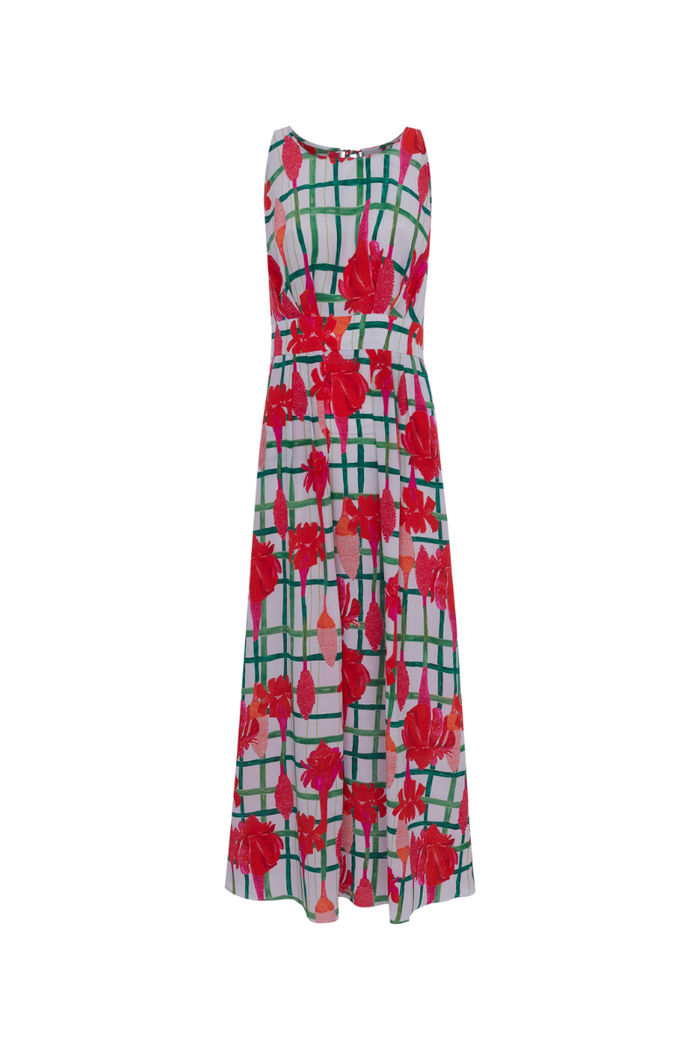 VESTIDO FIT BASTÃO XADREZ CINZA