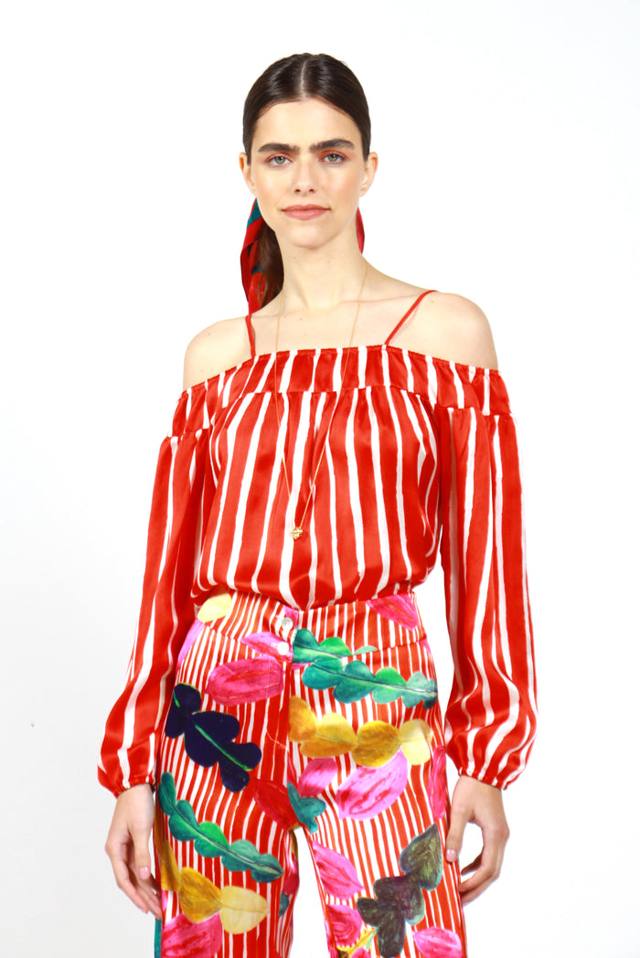 BLUSA LAYLA STRIPES VERMELHA