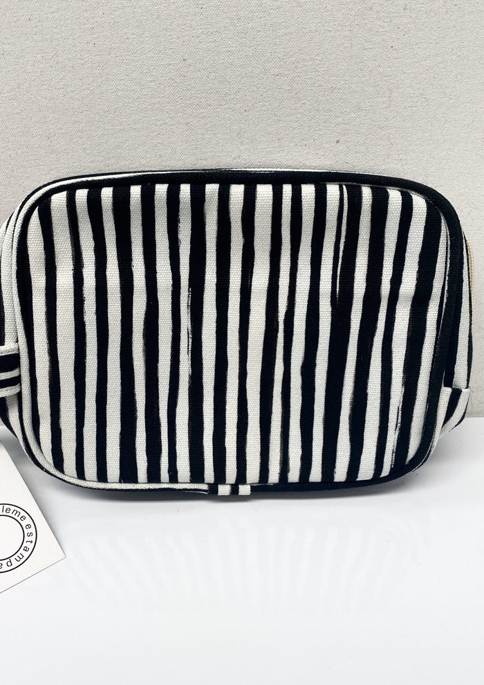 NECESSAIRE MÉDIA STRIPES PRETA