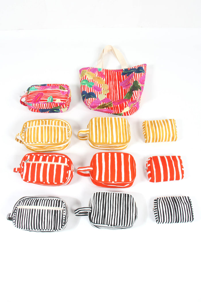 NECESSAIRE MÉDIA STRIPES MOSTARDA