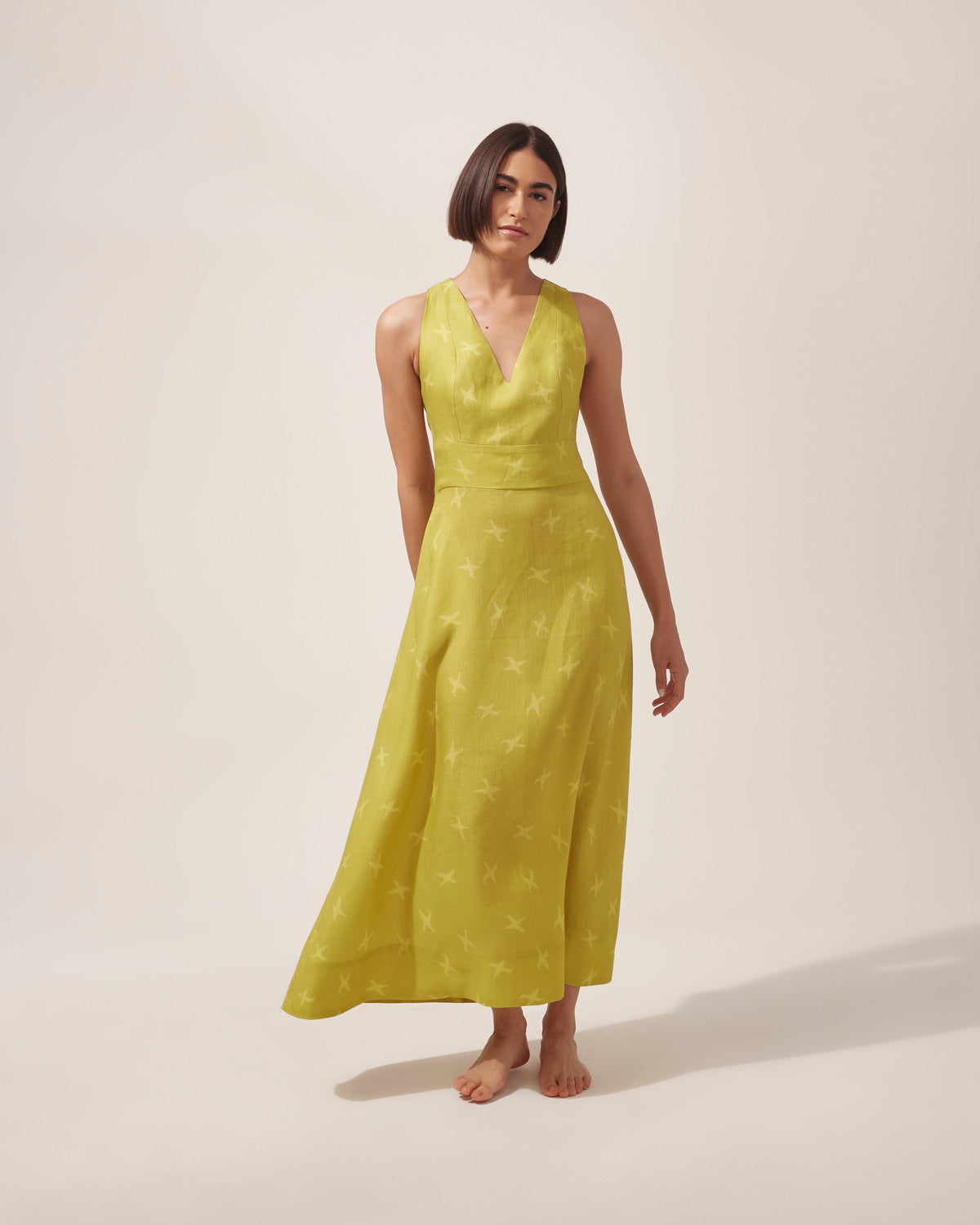 VESTIDO HELENA PIED DE POULE VERDE